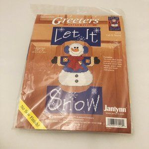 Let It Snow Door Greeter Plastic Canvas Embroidery Kit Holiday Snowman Janlynn